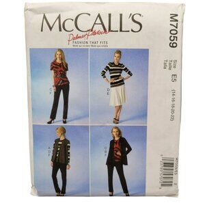 McCalls Pattern Misses Vest Jacket Top Skirt Pants Size E5 14-22 M7059 UNCUT